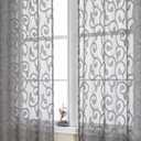 OWENIE Furman Grey Sheer Curtains 54 Inch Length 2 Panels Set for Living Room Bedroom, Airy Jacquard Clip Short Curtains for Small Window, Modern Rod Pocket Bathroom Window Curtain Each 42W inch 54L