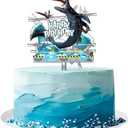 Mosasaurus Dinosaur Acrylic Cake Topper with Happy Birthday Sign Cool Dinosaur Cake Decoration for Mosasaurus Dinosaur Theme Birthday Party Supplies