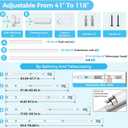Tension Curtain Rod 41-118 Inch Heavy Duty Curtain Rods No Drilling Adjustable Window Treatment Rod for Window Patio, Easy Installation, Rust Resistant, 1.26" Diameter, White