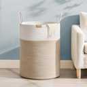 Laundry Hamper 95L,Large Laundry Basket for Clothes,Decorative Storage Basket for Blankets,Cotton Rope Woven basket for bedroom,Brown White (95L/25.1Gal)