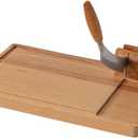 BOSKA Cheese Cutter Lumberjack Amigo/Serving Board with Cheese Knife/Beechwood and Stainless Steel/For Cheese and Sausage/Safe Cutting/With Crumb Catcher / 9 Inches