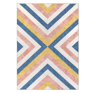 8x10 ft Area Rug Machine Washable Rug Distressed Carpet Stain Resistant Non-Slip Geo Stytle Living Room Rug Floor Cover for Dining Office Bedroom, Multicolor  