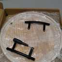 Decorative Round Tray with Bead Garland, 13 Inch Whitewashed Farmhouse Coffee Table Centerpiece, Wooden Decor Tray with Handles for Kitchen Island & Entryway