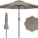 9 FT Patio Umbrella for Outdoor, Outdoor Umbrella with Push Button Tilt and Crank, Outdoor Patio Umbrellas with 8 Sturdy Ribs for Market, Garden, Deck, Backyard, Pool (Light Gray)
