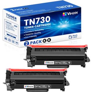 TN730 TN-730 Toner Cartridges Black Replacement for Brother TN730 TN-730 MFC-L2710DW HL-L2395DW HL-L2350DW DCP-L2550DW MFC-L2750DW Toner Printer (2 Pack)