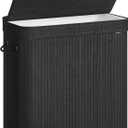 SONGMICS Laundry Hamper with Lid, Bamboo Laundry Basket, Removable Machine Washable Laundry Basket, with Handles, 39.6-Gallons, for Laundry Room, Bedroom, Bathroom, Ink Black ULCB062B01, 150 L