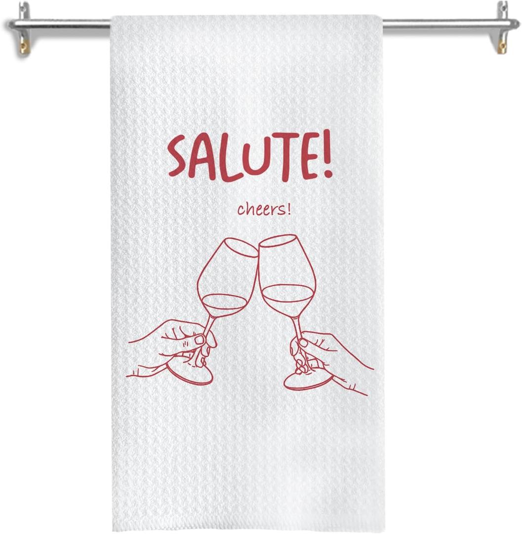 Trendy Pink Italian Kitchen Towels, Italian Salute Cheers Dish Tea Towels for Kitchen Home Bar Cart Decor, Bartender Gifts Decorative Hand Towels, 16x24 Inches