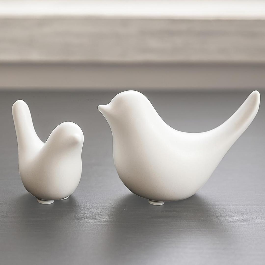 Notakia Small White Birds Statues Home Decor Modern Style Decorative Ornaments for Living Room Decor, Bedroom, Office Desktop, Cabinets (2Pcs White Birds)