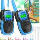 Vvinca Walkie Talkies Toys for Ages 5-7, Rechargeable Walkie Talkie Gifts for 3-12 Year Old Boy Girl with Flashlight 22CH 2 Way Radio 3 Mile Long Range for Adventure Game Camping Outdoor Hiking (2-Black Blue)