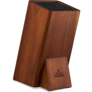 ENOKING Universal Knife Block without Knives, Acacia Wood Knife Holder/Knife Organizer with Removable Plastic Bristles for Kitchen Counter Knife Storage Rack