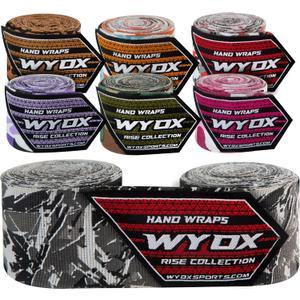 3 x WYOX Boxing Hand Wraps Inner Gloves, Elasticated Thumb Loop Bandages Mexican Style Under Mitts Wrist Wrap Protection Muay Thai MMA Kickboxing Martial Arts Punching Bag Training Men Women (4.5 meter / 180 inches (Length), Mesh Grey)