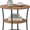 VASAGLE Side Table, 2-Tier Round End Table, Nightstand with Steel Frame for Small Spaces, Living Room, Bedroom, Honey Brown and Ink Black