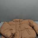 Amazon Essentials Women's Cropped Full-Zip Puffer Jacket (Quilted Matte or Sherpa Fleece) (Large, Light Brown)