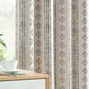 Vangao Boho Blackout Curtains 84 Inches Long for Bedroom Living Room Geometric Print Room Darkening Thermal Insulated Grommet Top Window Drapes 2 Panels Black on Beige