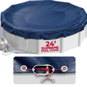 24 ft Round Pool Cover for Above Ground Pools, Above Ground Pool Cover, Swimming Pool Cover, Winter Pool Cover, Keeps Out Debris, Cold and UV Resistant, Supreme Mesh, Navy Blue