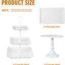 7 Pcs Dessert Table Display Stand Set Include 2 3-Tier Plastic Cupcake Stands 1 Round Metal White Cake Tower 4 Serving Tray Display and Dessert Tray for Party Birthday Baby Shower Wedding