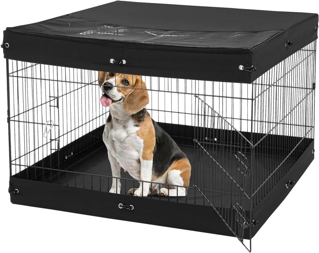 VEVOR Dog Playpen, 4 Pcs 24 x 36 in Panels Foldable Metal Pet Exercise Pen, Dog Fence Indoor and Outdoor Pen with Door, Top Cover, and Bottom Pad, Pet Playpen for Dogs, Cats and Other Small Animals