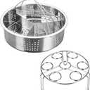 Stainless Steel Vegetable Steamer Basket, Insert Steaming Rack with Handle for Cooking, Include Egg Steamer Rack for Pot(COLOR:Silver)