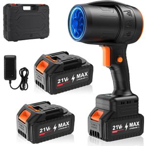 Handheld Electric Cordless Leaf Blower  500,000RPM Mini Turbo Jet Blower with 24.0Ah Batteries & Charger, Lightweight for Patio, Lawn, Garage Cleaning (Black)