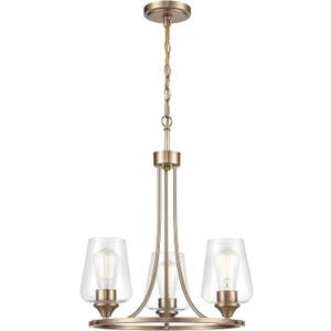 ML Lighting Ashford 18" Wide 3-Light Chandelier, Modern Gold with Clear Glass (Bulb Not Included), Medium