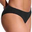 CRZ YOGA Low Waisted Bikini Bottom for Women - Cheeky Basic Bathing Swimsuit Swim Briefs (Black, M)