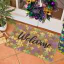Mardi-Gras Welcome-Doormat for Outdoor-Entrance Non-Slip Front-Door Fleur De Lis Decor Door Mat 17" x 29" (Colorful)