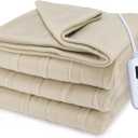 Sunbeam Royal Ultra Fleece Heated Electric Blanket Full Size, 84" x 72", 12 Heat Settings, 12-Hour Selectable Auto Shut-Off, Fast Heating, Machine Washable, Warm and Cozy, Pebble