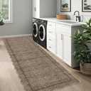 GarveeHome Scalloped Washable Runner Rug 2x6 Runner Non Slip Kitchen Rug Modern Taupe Rug Entryway Rug Farmhouse Soft Bathroom Rugs Stain Resistant Carpet for Hallway Laundry Bedroom 2 ft x6 ft Taupe