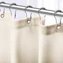 NEATERIZE Shower Curtain Cream - Hotel Style Cream Shower Curtains for Bathroom with Waffle Design, 72x72 Inches - Fabric Shower Curtain - Cortinas de Bao Elegantes