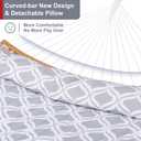 Large Hammock with 12FT Steel Stand, Freestanding Hammock with Curved Spreader Bar, Pillow and Portable Bag for Outside, Gray Ripples