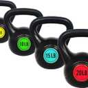 OLIXIS 50LBS 4-Piece Kettlebell Set with Wide Grip - Perfect for Home Gym Strength Training & Workouts (Set of 4:5/10/15/20pounds)