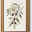 Bzstyleart Vintage Wall Art Decor for Bedroom,Watercolor Olive Branch Botanical Wall Art,Gold Framed Artwork,Vintage Botanical Prints,Room Decor Aesthetic for Kitchen,12 x 16 Inch