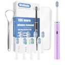 ORALEXIS Electric Toothbrush for Adults and Kids, with 6 Brush Heads and Tongue Scraper, 2 Minute Smart Timer, One Fast Charge Last 120 Days, 40000 VPM Deep Clean, Sonic Travel Toothbrush - Purple