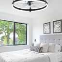ZMISHIBO Ceiling Fans with Lights and Remote, 19.7'' Low Profile Ceiling Fan, 3000-6000K Dimmable Modern Flush Mount LED Fan Light, 6 Wind Speeds, Black Fandelier Ceiling Fans for Bedroom