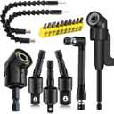 18Pcs Flexible Drill Bit Extension, Include 3Pcs Rotatable Socket Adapter 2Pcs 105 Right Angle Drill Attachment 10 Short Screwdriver Bits 90 Angled Bits and 2 Bendable Extension Tool (18 Black)