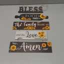 Wesiti 5 Pieces Kitchen Wall Decor Bless the Food Before Us Sign Farmhouse Rustic Dining Room Wall Art Wooden Hanging Signs for Kitchen Decor Hanging Plaque for Home(Sunflower)