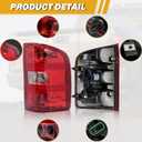 Tail Light Assembly Compatible with Chevy Silverado 07-13 1500 | 07-14 2500 HD 3500 HD, OE-Style Replaces 25958483 GM2801207, w/Bulbs and Harness, Right Passenger Side, Red Border