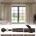 Lootkell Brown Curtain Rods for Windows 72 to 144 Inches Adjustable Length Heavy Duty 7/8" Diameter Window Curtain Rod with Decorative Finials for Outdoor Farmhouse Bedroom Kitchen Living Room