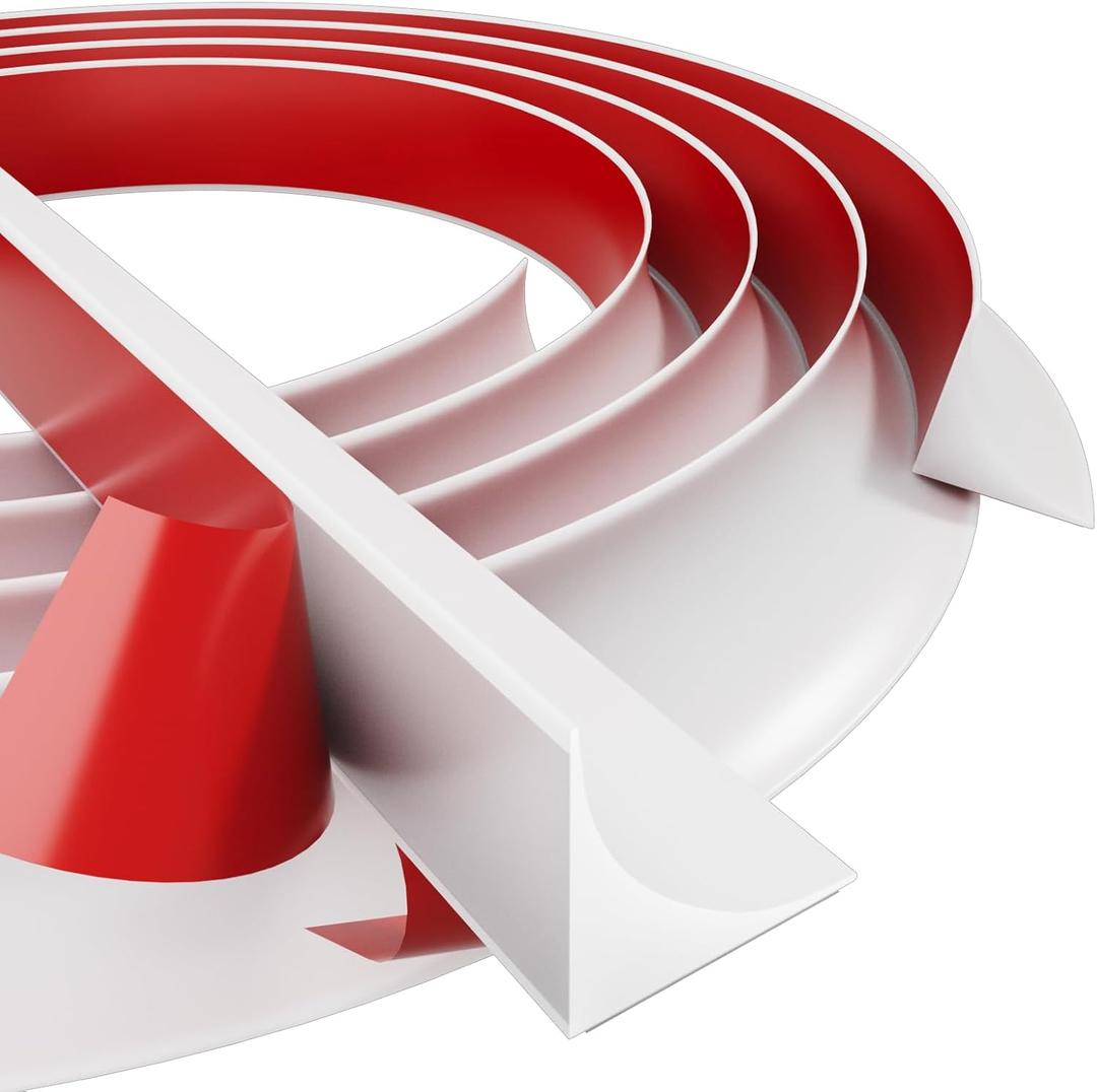 Flexible Quarter Round Molding Trim - Peel and Stick Silicone Caulk Strip,Shoe Molding for Floor Edges,Wall Corner,Staircase,Cabinet,Baseboard and Window Sill in Bathroom/Kitchen/Living Room,236 Inch (White)