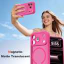 Case for iPhone 17 Pro 6.3'' Compatible with Mag-Safe [Camera Control Button] [Camera Protection] Matte Translucent Military Grade Shockproof Phone Case, Hot Pink