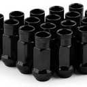 Muge Racing M12x1.5 Bulge Acorn Open End Wheel Nuts - 20 PCS, 12mmx1.5 for Toyota, Honda, Ford, Chevrolet, Mitsubishi, Mazda, KIA, Hyundai, Buick - Black Set with 1 Lug Nut Key