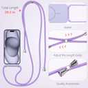 Magnetic Crossbody Case for iPhone 14 Plus/15 Plus 6.7", Liquid Silicone Case with Adjustable Shoulder Neck Lanyard Strap,[Compatible with MagSafe] Shockproof Protective Phone Cover-Purple