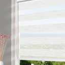 Cordless Window Shades Zebra Blinds Dual Layer Roller Sheer Shades Light Control for Windows and Home, 27" W x 72" H Faux Linen, Easy to Install