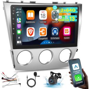 EKAT [2+64G] Car Radio for Toyota Camry 2006 2007 2008 2009 2010 2011 ((for Manual A/C)), 10.1 inch Android 13 Touch Screen Camry Stereo, Carplay/Android Auto/EQ Audio/SWC/Bluetooth/Mirror Link
