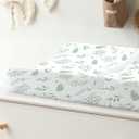 Changing Pad Cover for Baby Boy Girl 2 Pack, Muslin Changing Table Pad Covers with Boho Style, Neutral Nursery Bedding Essentials Soft and Breathable (Fern Leaf & Sage)
