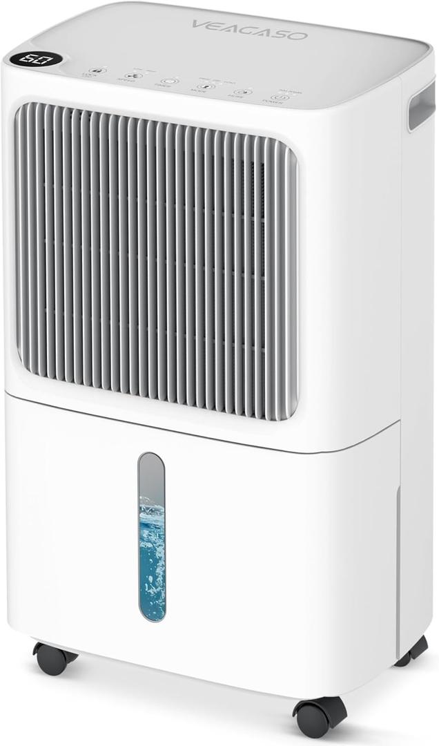 34 Pint Dehumidifier for Basement & Home up to 2500 sq.ft, Smart Humidity Control, Auto Defrost, Quiet Sleep Mode, Drain Hose Included, 3 Modes & 24H Timer