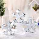 3 Pcs Winter Disco Snowflake Decor Table Decorations Glitter Snowflake Shaped Decoration Silvery Disco Mirror Table Centerpiece Winter Tiered Tray Decor for Home Shelf (White)