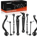 A-Premium Set of 8, Front Lower Control Arm, Sway Bar Link, Inner Outer Tie Rod End Assembly, Compatible with BMW X5 2007-2013, X6 2008-2013
