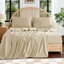 SONORO KATE 100% Egyptian Cotton Sheets Queen Size - 600 Thread Count, Luxury Hotel Sateen Weave Bedding Set, Soft Breathable Sheet Sets, 16" Deep Pocket - 4 PC(Beige,Queen)