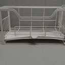 Narrow Dish Drying Rack for Kitchen Counter Auto Drain Iron Dish Drainer with Removable Cutlery Basket, White